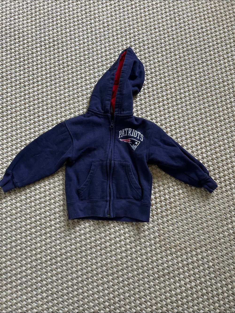 NFL Patriots Navy and Red Kids Zip-Up Hoodie 3T